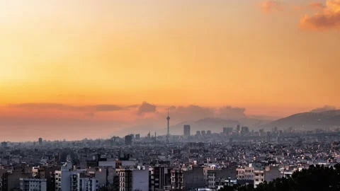 4K Tehran city skyline time-lapse at sunset. Video stock 134316208