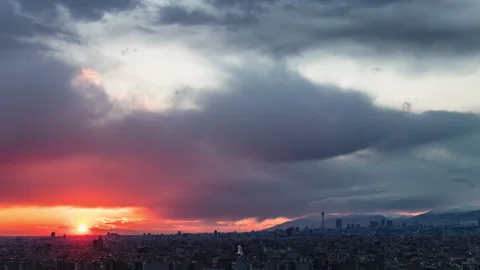 4K Tehran skyline sunset Time-lapse Stock-Footage 150025590