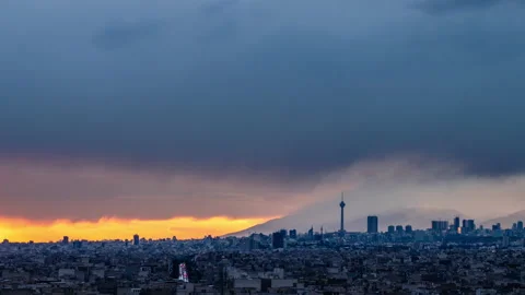 4K Tehran skyline timelapse at a beautiful sunset Stock Footage
