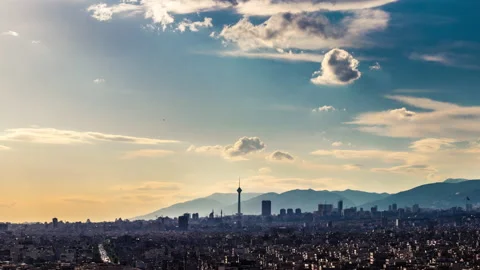 4K Tehran skyline timelapse with Milad tower exactly in the middle of the frame Stock-Footage 135502294