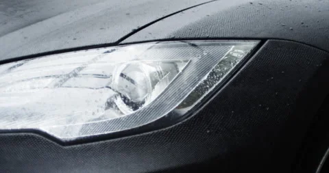 4k Tesla Model S Headlight to Headlight Pan Stock Footage 137626644