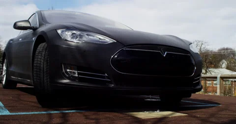 4k Tesla Model S Outside front of car Stock Footage 137607819