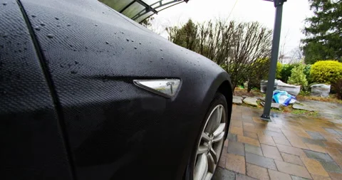 4k Tesla Model S passenger side fender logo Video stock 137622154