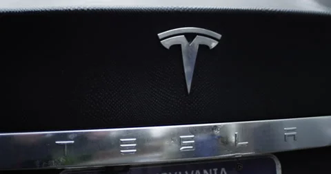 4k Tesla Rear Logo Stock Footage 137625115