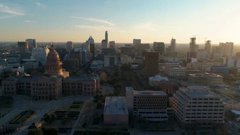 4K Texas Capitol Orbiting Aerial at Sunset - Austin Stock Footage 85031432