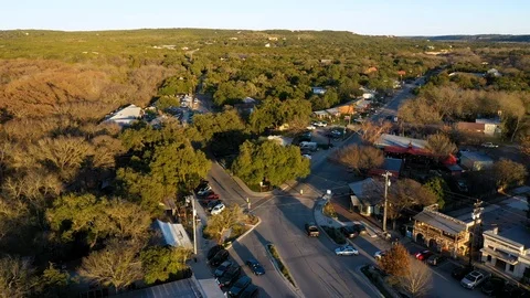 4K Texas Hill Country Small Town Texas Wine Drone View Old Kyle Road Stock Footage