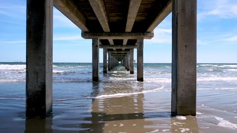 4K Texas Landscape Texas State Texas Coast Corpus Christi Bob Hall Pier Drone Stock Footage 125910098