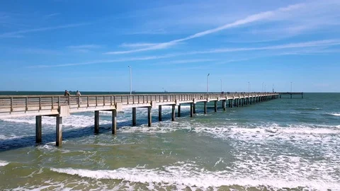 4K Texas Landscape Texas State Corpus Christi Texas Pier Drone Aerial Stock Footage 125910188