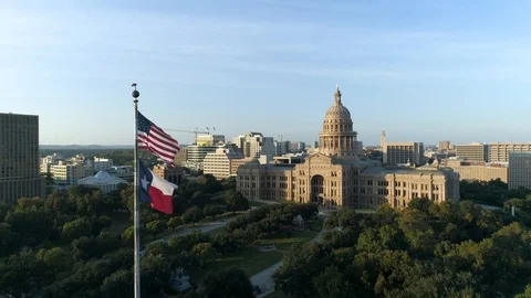 4K Texas State Capitol Dome Aerial Stock Footage 97864053