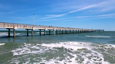 4K Texas State Coast Corpus Christi Bob Hall Pier Texas Landscape Mustang Island Stock Footage 125910195