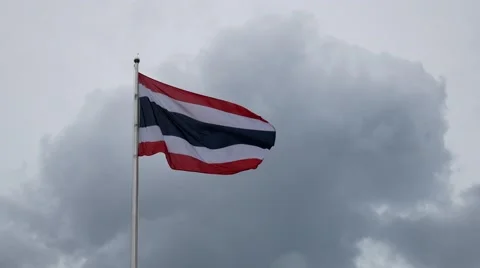 4K Thai flag waving with rain cloud background Stock Footage 65390768