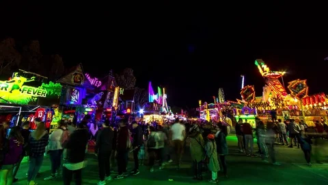 4K Theme Park Timelapse, Light Trails Stock Footage 77018322