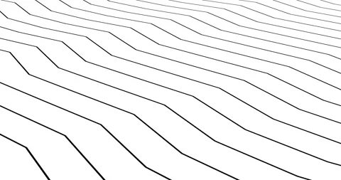 4k thin black moving 3d flat lines on white background. Zig zag Stock Footage 137289898