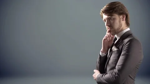 4K Thinking Business Man, Hand on Chin, Young Man Background Stock Footage 76139675