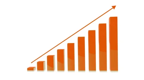 4k Three Dimensional Growing Business Bar Chart Animation, Orange Color Vidéo 54612911
