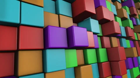 4K three-dimensional multi-colored cubes slide out one by one Stock Footage 272994149