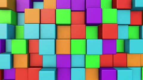4K three-dimensional multi-colored cubes slide out one by one Stock Footage 273403072