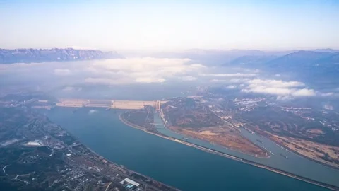 4K Three Gorges Dam Cloud Sea Majestic Landscape Time Lapse Video stock 346940764