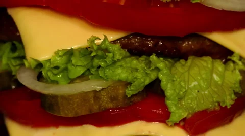 4k – Three-level hamburger 02 Stock Footage 56187284
