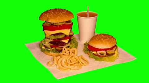 4k – Three-level hamburger and small hamburger on tablecloth Stock Footage 57659981
