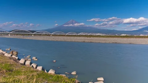 4K Tima lapse of Mount fuji with cloud moving at Fuji city Video stock 123375121