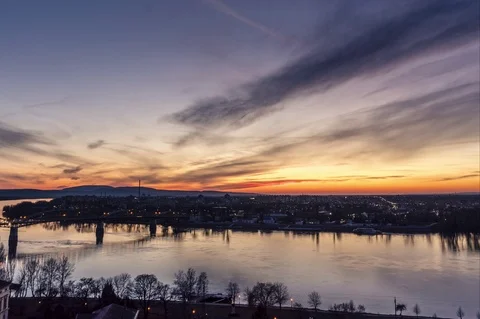 4K time lape of a sunset in Esztergom Stock Footage 103468829