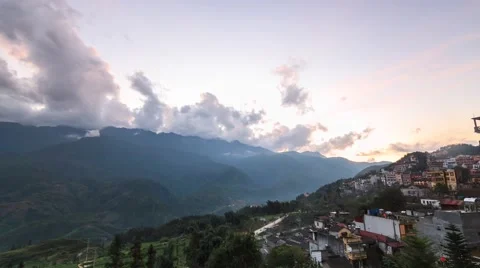 4K Time-lape, Twilight at Sapa Vietnam. Stock Footage 60784513