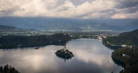 4k time laps of lake Bled and it's surroundings Stock Footage 113334239