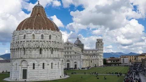 4K time lapse about Piazza dei Miracoli from city walls, Pisa Stock Footage 98983459