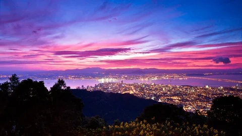 4K Time lapse above George Town city from Penang Hill Stock Footage 103987120