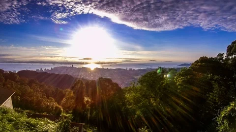 4K Time lapse above George Town city from Penang Hill Stock Footage 103987379