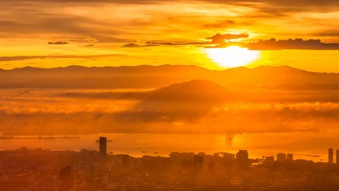 4K Time lapse above George Town city from Penang Hill Stock Footage 105961074
