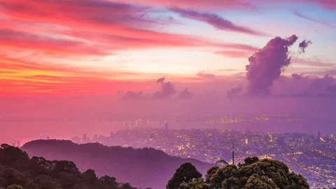 4K Time lapse above George Town city from Penang Hill, Malaysia Stock Footage 106767859