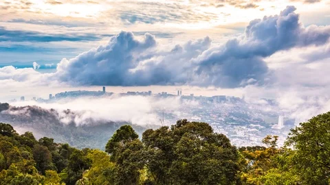 4K Time lapse above George Town city from Penang Hill, Malaysia Stock Footage 108273506