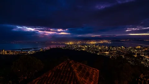 4K Time lapse above George Town city from Penang Hill, Malaysia Stock Footage 114697497