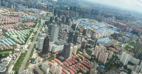 4K Time lapse - Aerial angle view of modern cityscape Stock Footage 96801976