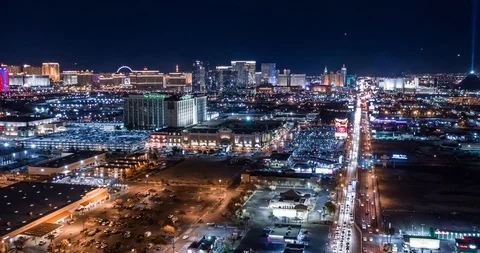 4k time lapse aerial over Las Vegas at night. Stock Footage 100387778