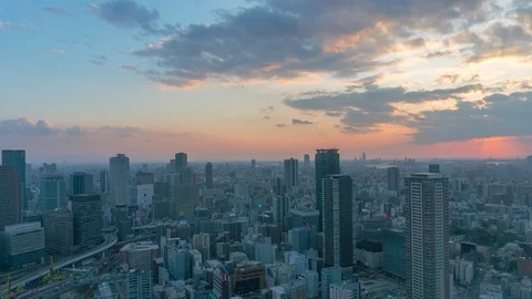 4K Time lapse of Aerial view of traffic on highway road in Osaka, Japan Video stock 126314324