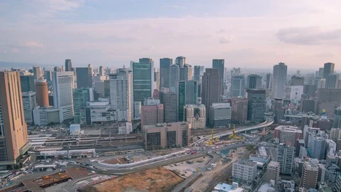 4K Time lapse of Aerial view of traffic on highway road in Osaka, Japan Stock Footage 126318609