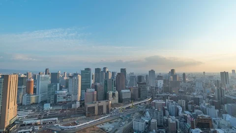 4K Time lapse of Aerial view of traffic on highway road in Osaka, Japan Stock Footage 126319687