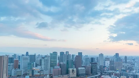 4K Time lapse of Aerial view of traffic on highway road in Osaka, Japan Stock Footage 126383713