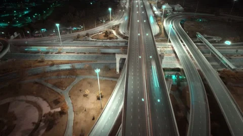 4K : Time lapse Aerial view and top view of traffic on city. Expressway with car Stock Footage 170996673