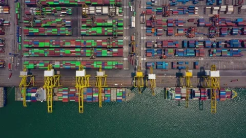 4k Time lapse Aerial view container ship carrying container shipping and Cargo Stock-Footage 336270116
