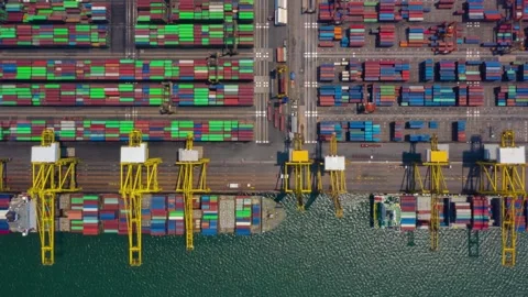 4k Time lapse Aerial view container ship carrying container shipping and Cargo Stock-Footage 336270131
