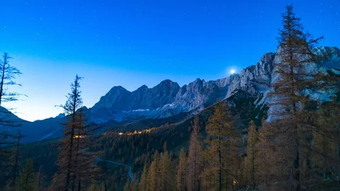 4k time lapse  after sunset evening till night in mountains Stock Footage 118900604