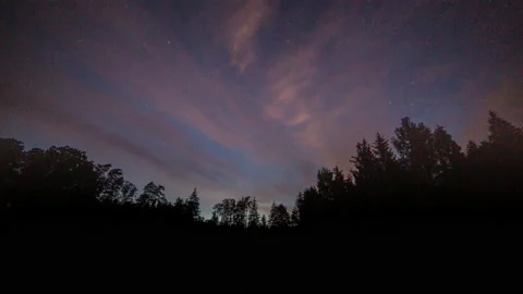 4k time lapse with after sunset sky over trees Stock Footage 197672795