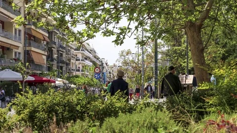 4K Time-lapse Athens Crowd at Plaka Metro Acropolis  Stock Footage 74913190