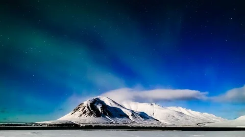 4K Time lapse Aurora Borealis (Northern Lights) in full moon night, Iceland Video stock 74427711