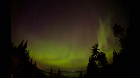 4K Time Lapse of  Aurora Dancing over Minnesota Forest Stock Footage 54714526