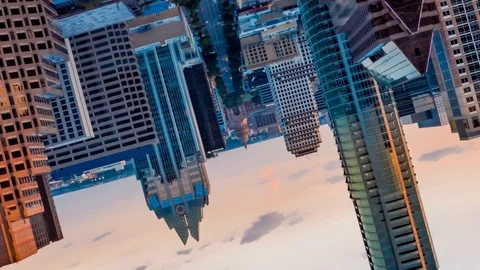 4K Time Lapse Austin Texas Skyline Hyperlapse Aerial Drone Cesar Chavez Flip Stock-Footage 113687047